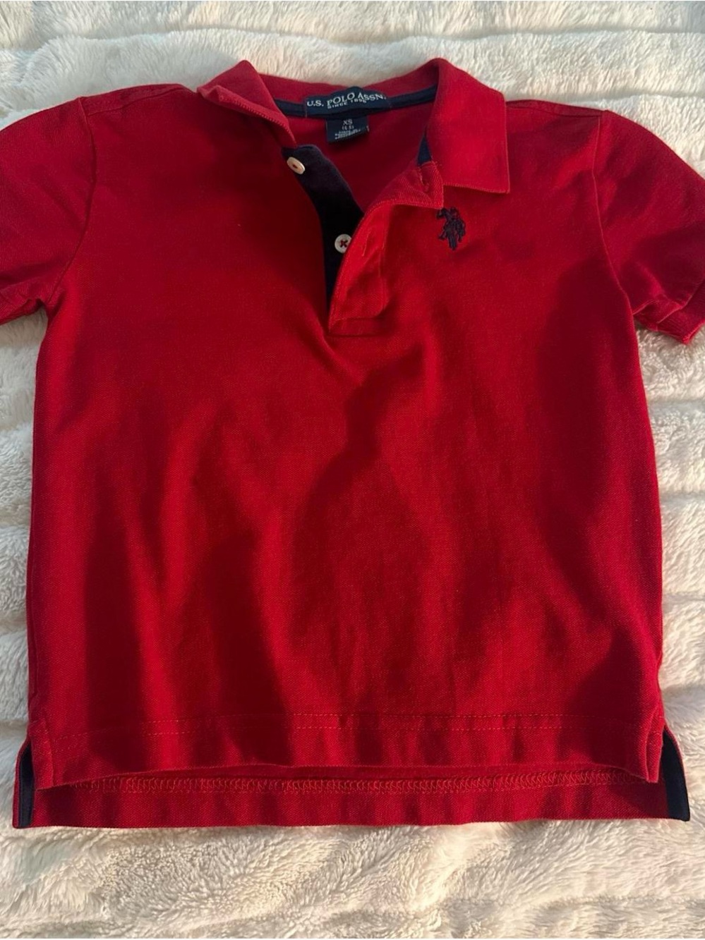U.S. Polo Assn. Boys Red Polo with Navy Trim